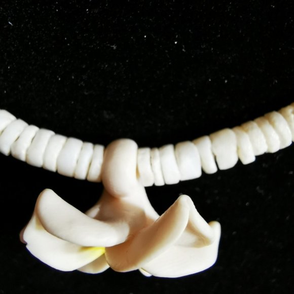 Puka Shell and Plumeria Flower Necklace - Picture 13 of 15